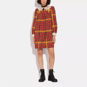 Coach‎ Plaid Babydoll Dress Size 10 Timeless Peter Pan Collar